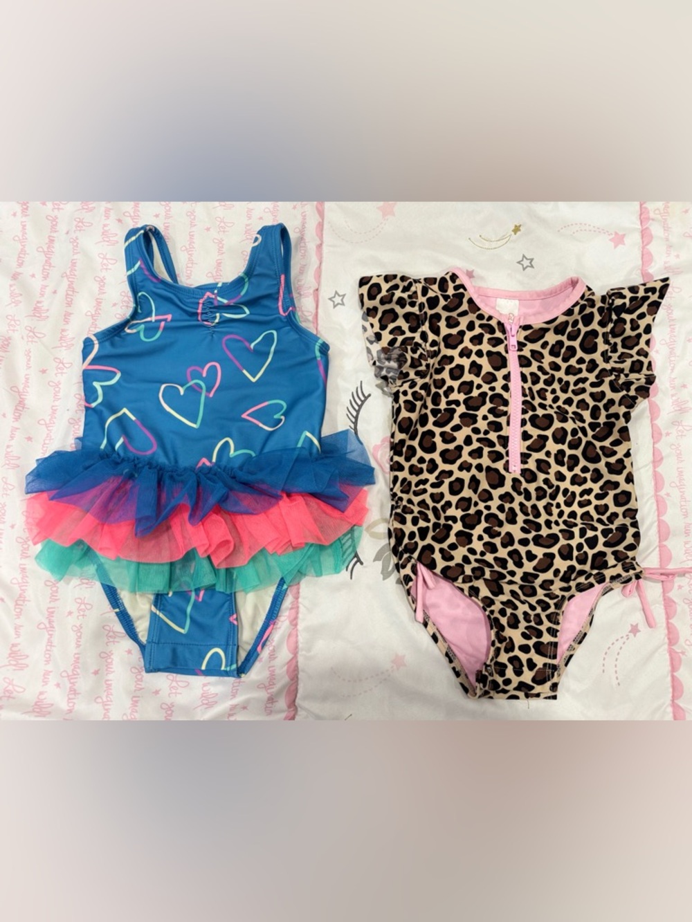 Cat & Jack Heart Ruffle Tutu and Leopard Print Swimsuits (2 Items)